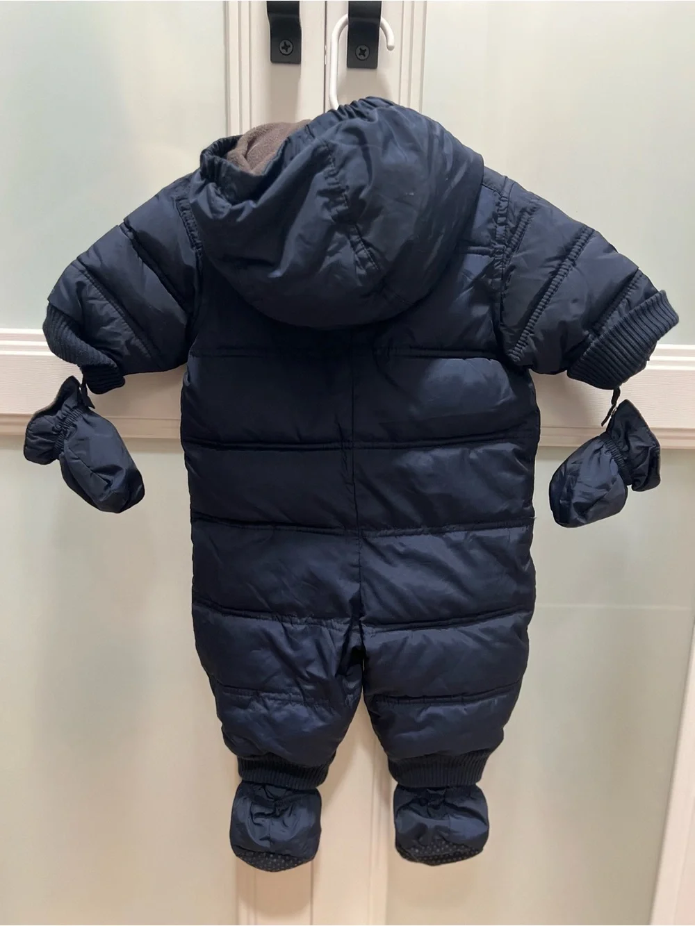 Old Navy Navy Puffer Hooded One-Piece Snowsuit for Kids